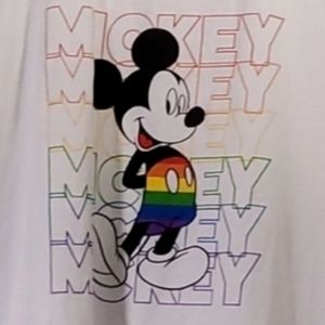 DISNEY Parks rainbow pride Mickey Mouse Ringer Tshirt size L
